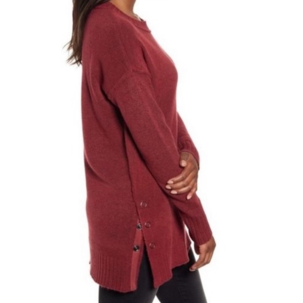 Caslon Burgundy Side Snap Sweater Tunic L